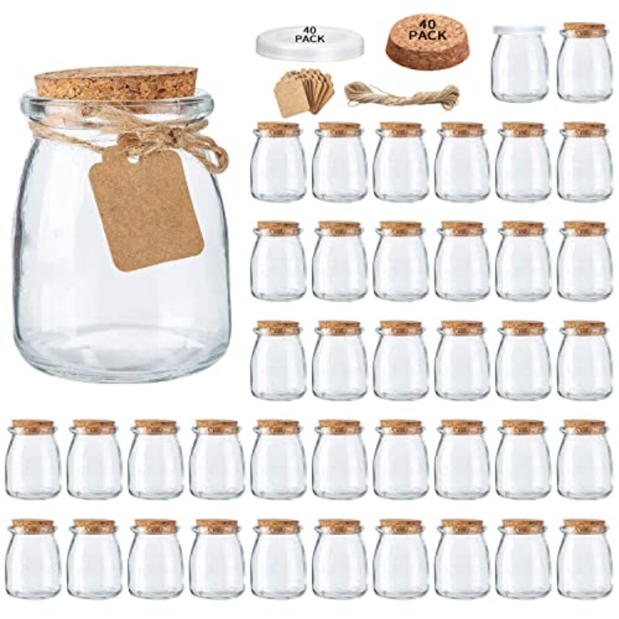 Tin Container Lid - Glass Mini Yogurt Jars 40 Pack,