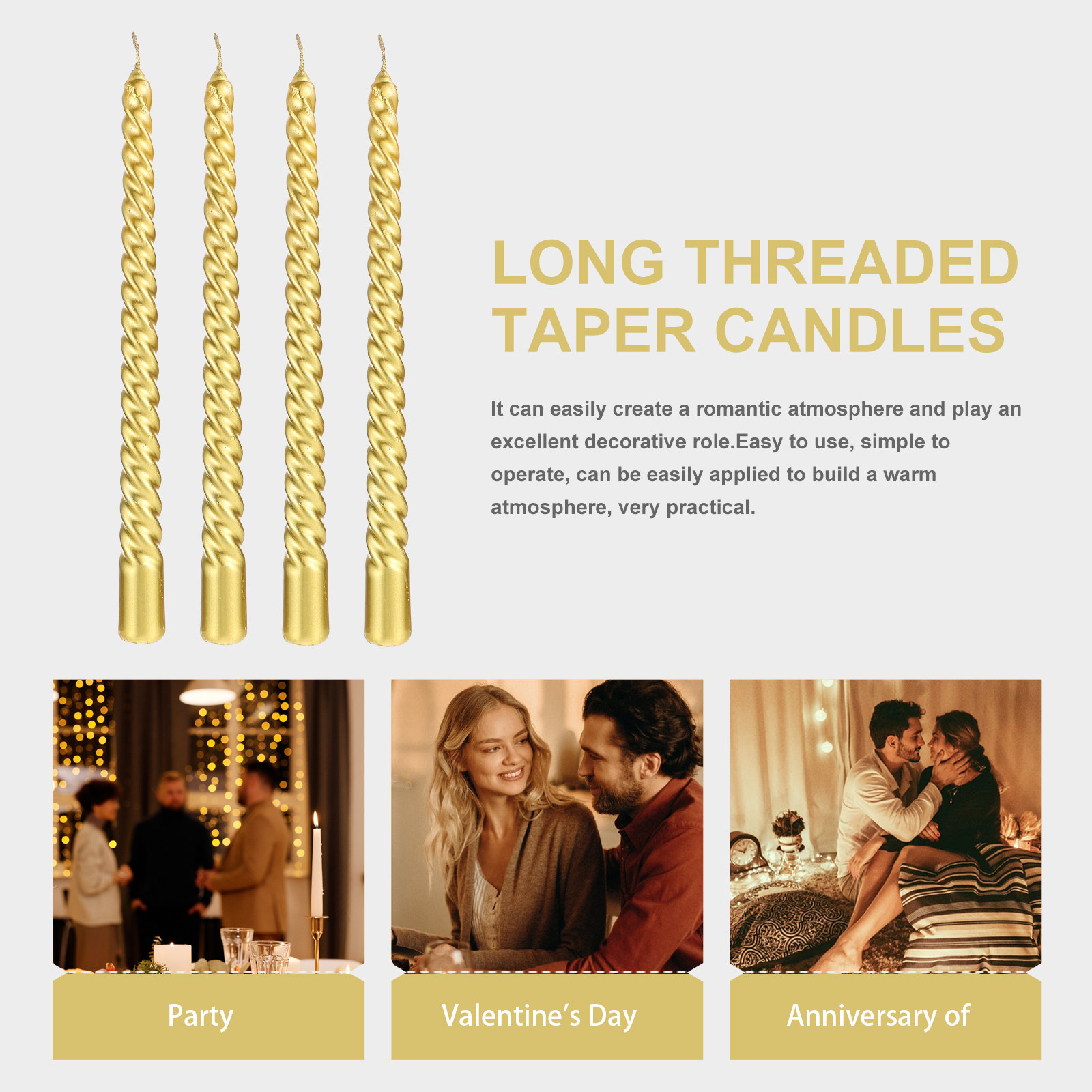 Paraffin Candle Wax - 4pcs Colorful Threaded Holder 4 Long