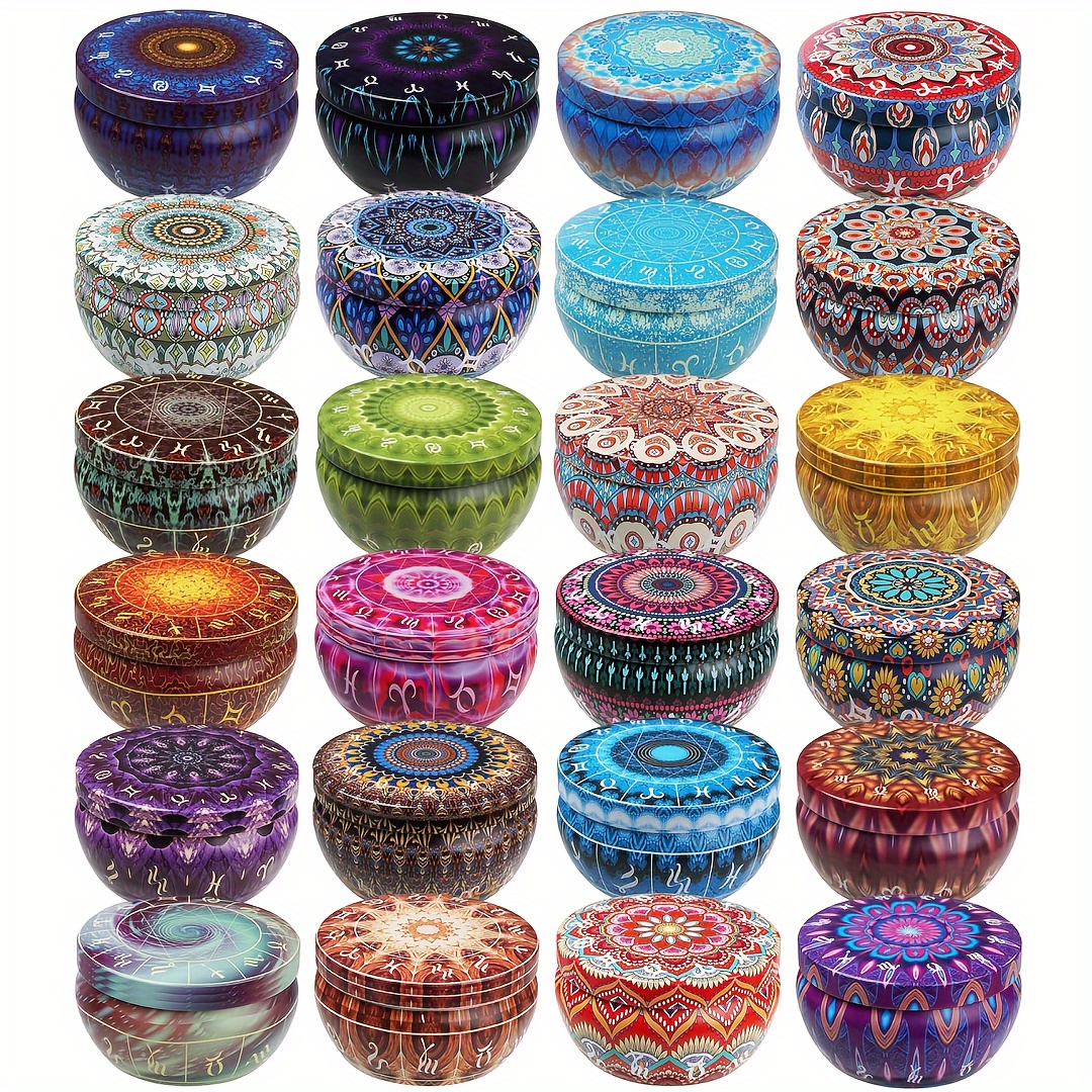 12pcs Premium Floral Printed C - Tin Container Lid บทวิจารณ์และราคา