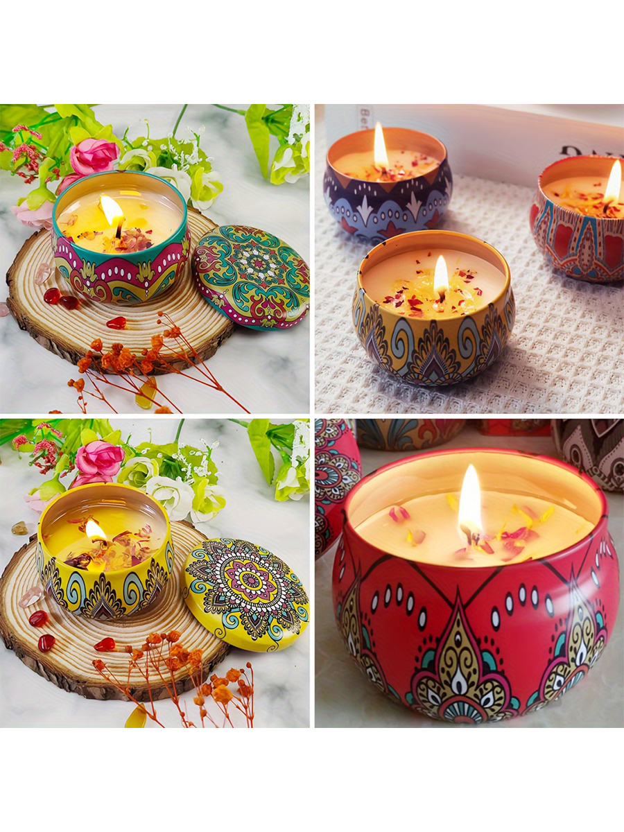 12pcs Premium Floral Printed C - Tin Container Lid บทวิจารณ์และราคา