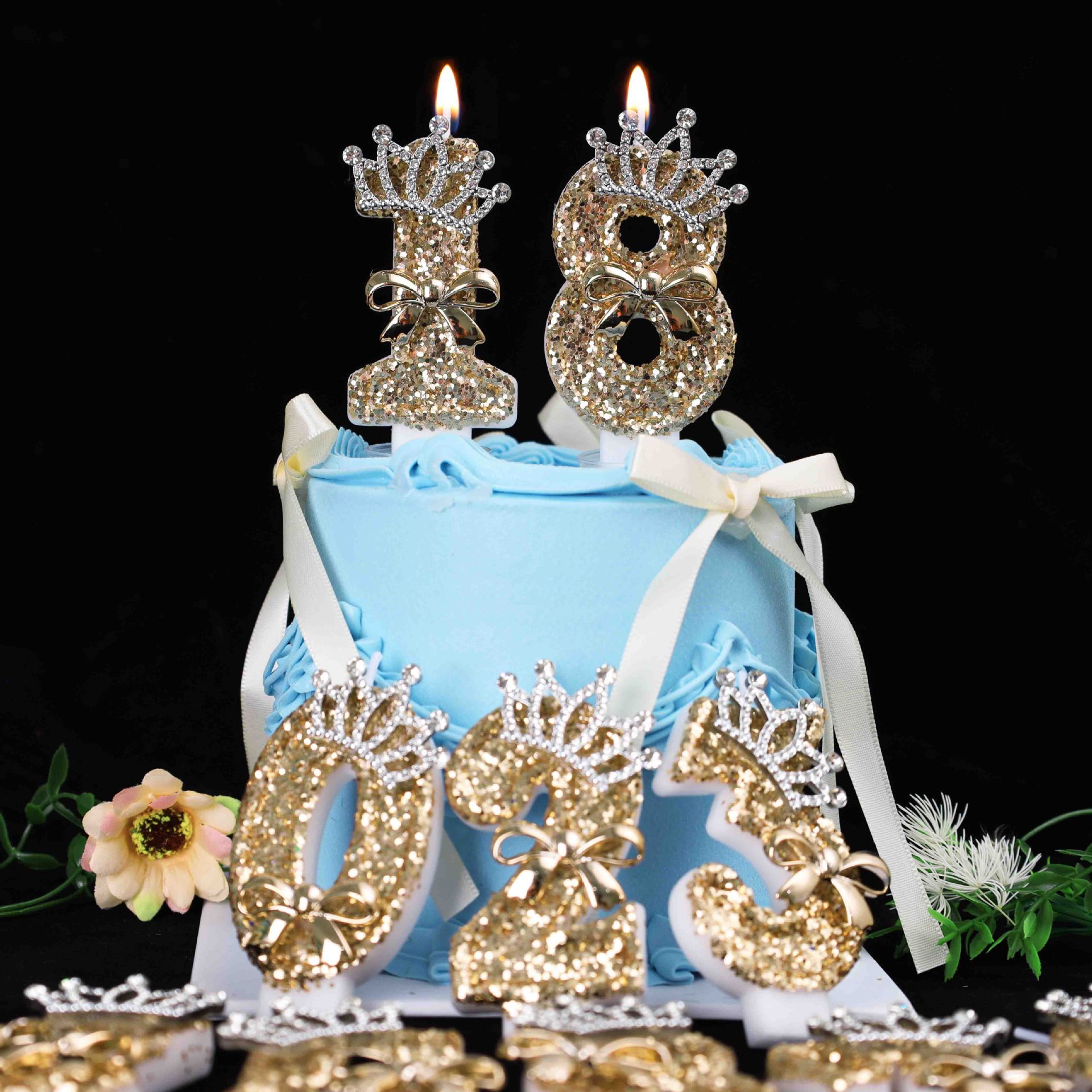 0-9 Gold Glitter Crown Number  - Paraffin Candle Wax บทวิจารณ์และราคา