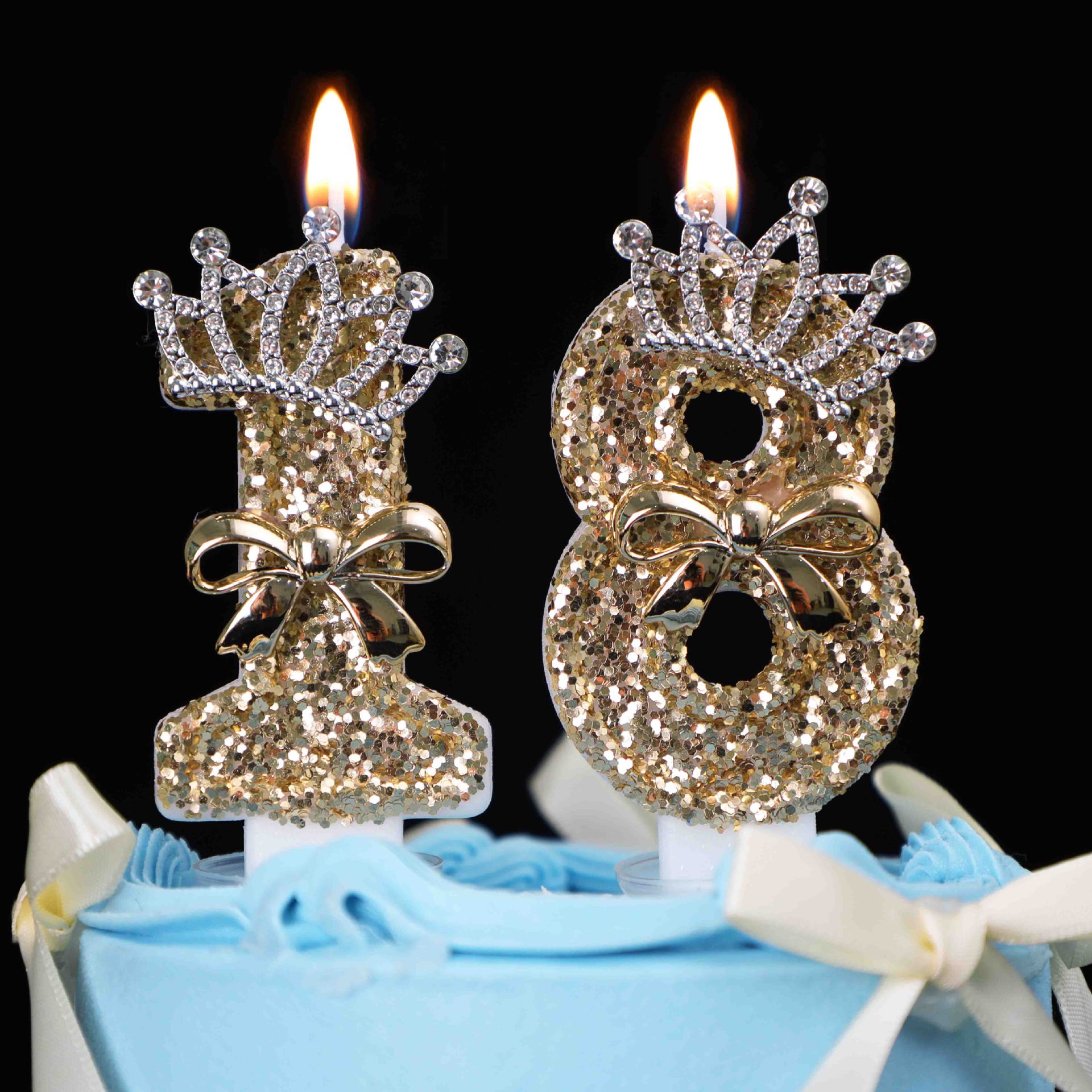 0-9 Gold Glitter Crown Number  - Paraffin Candle Wax บทวิจารณ์และราคา