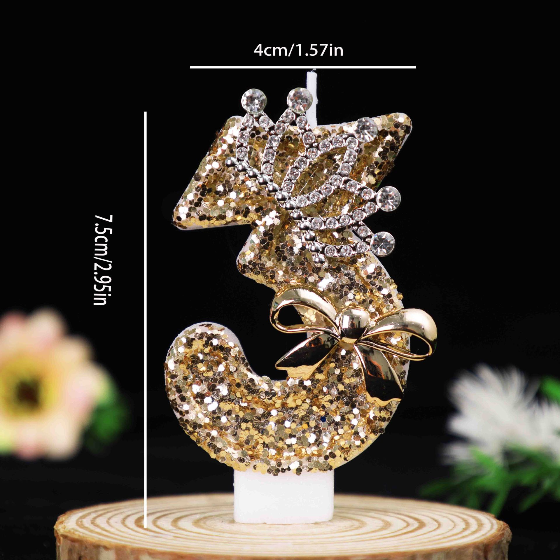0-9 Gold Glitter Crown Number  - Paraffin Candle Wax บทวิจารณ์และราคา