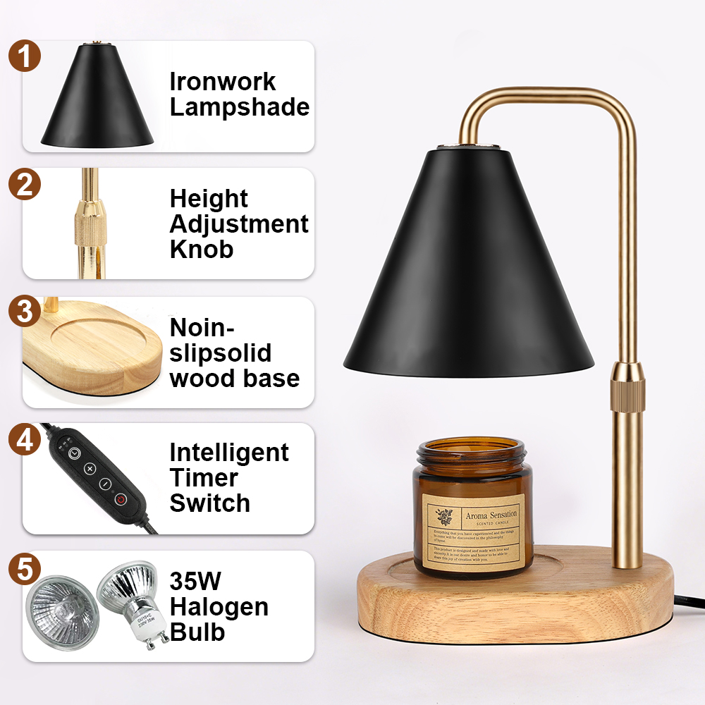Black Candle Warmer Lamp with  - Paraffin Candle Wax บทวิจารณ์และราคา