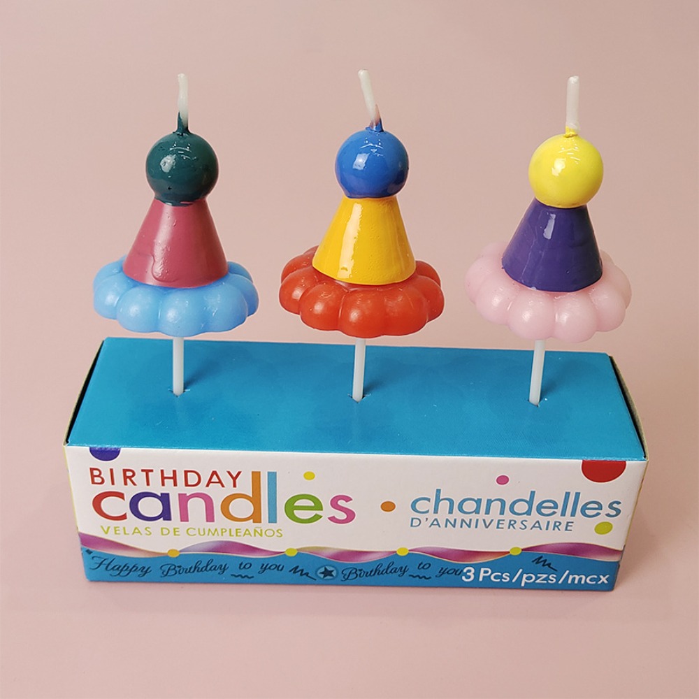 3PCS Party Hat Birthday Candle - Paraffin Candle Wax บทวิจารณ์และราคา