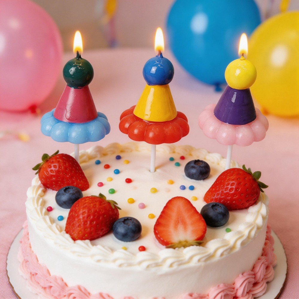 3PCS Party Hat Birthday Candle - Paraffin Candle Wax บทวิจารณ์และราคา