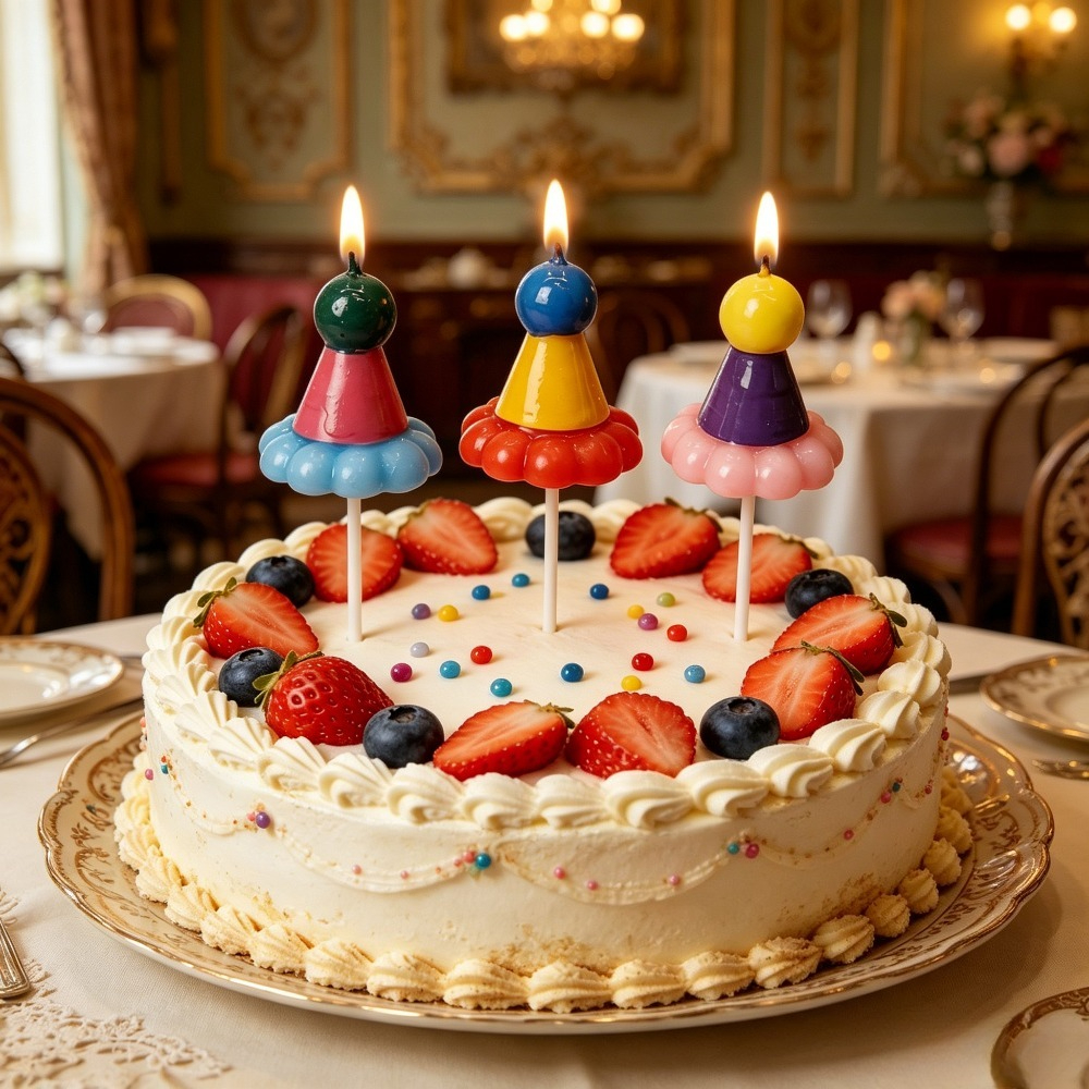 3PCS Party Hat Birthday Candle - Paraffin Candle Wax บทวิจารณ์และราคา