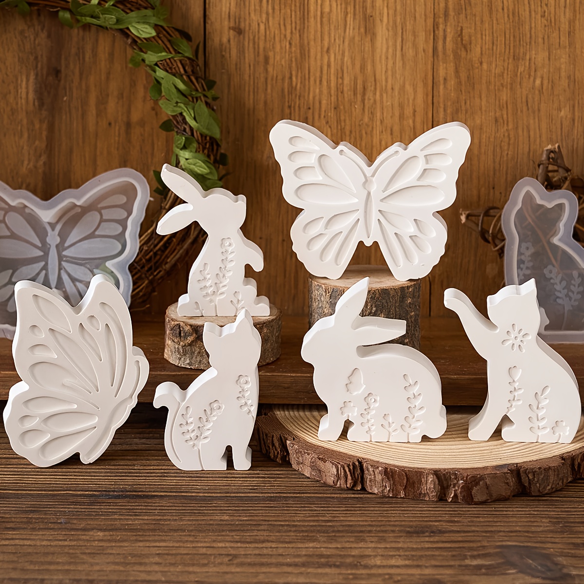 6pcs - 3D Rabbit and Kitten Si - Candle Making Things บทวิจารณ์และราคา