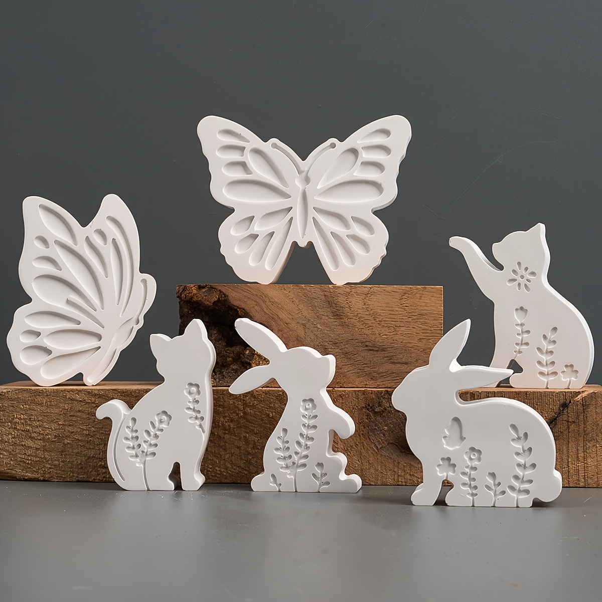 6pcs - 3D Rabbit and Kitten Si - Candle Making Things บทวิจารณ์และราคา