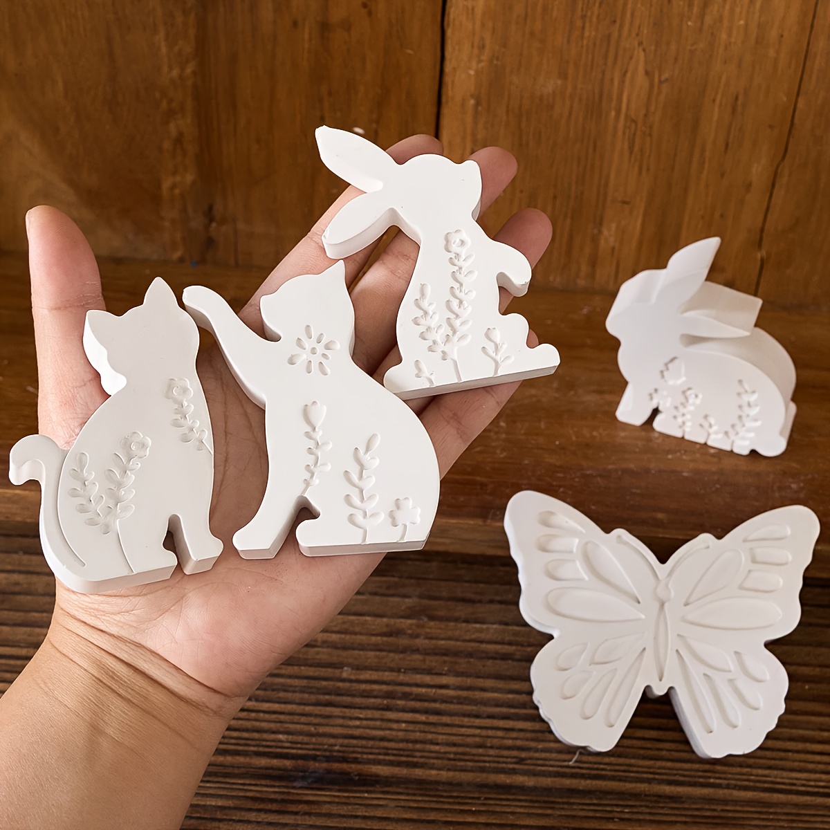 6pcs - 3D Rabbit and Kitten Si - Candle Making Things บทวิจารณ์และราคา
